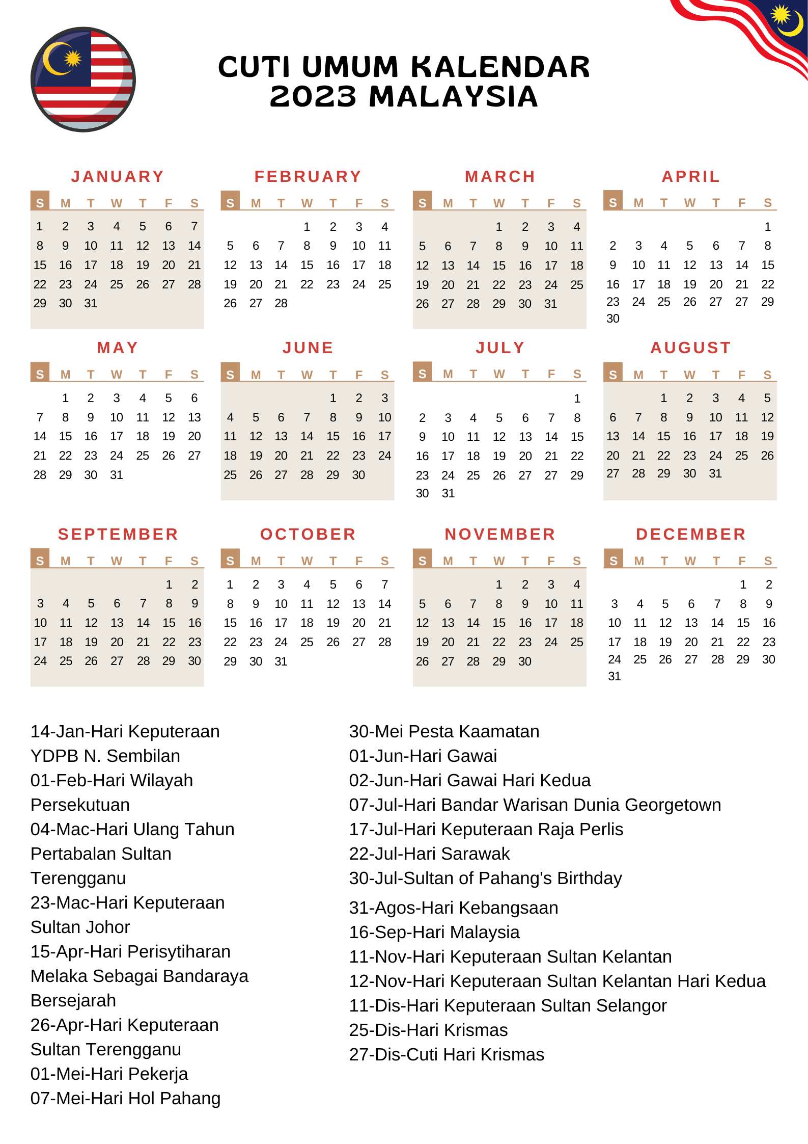 Calendar 2025 Malaysia With Public Holiday Rakel Caroline